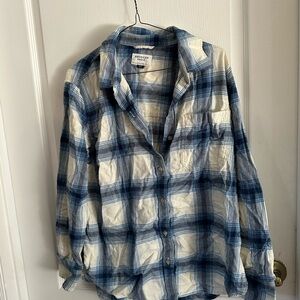 American Eagle Outfitters Blue and White Plaid Women's Shirt